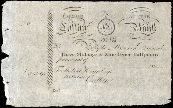 Michael Hearn & Co. Callan Bank 3s 9d Halfpenny Unissued 1801-1807.jpg