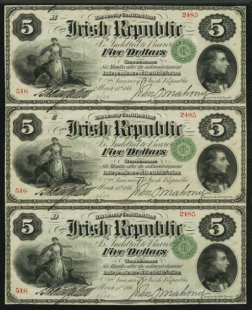Fenian Bond $5 O'Mahony Uncut Sheet 17th March 1866.jpg