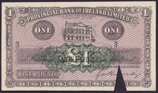 Provincial Bank of Ireland 1 Pound Proof 1st May 1946 Kennedy.jpg