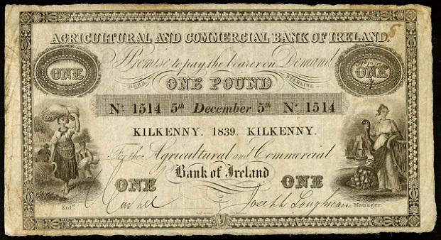Agricultural & Commercial Bank of Ireland 1 Pound 5th Dec 1839 Kilkenny.jpg