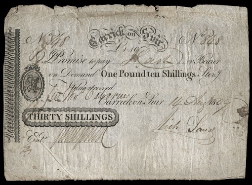 Richard Sausse & Co. Carrick-on-Suir 30 shillings 14th Aug.1809.jpg