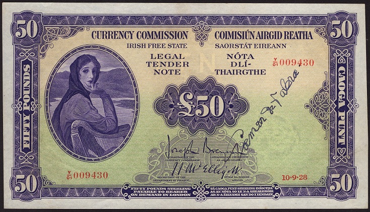 Lady Lavery £50 10th Sept. 1928 Autographed by de Valera.jpg