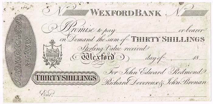 Wexford Bank John Edward Redmond & Co. 30 Shillings Modern Pull.jpg