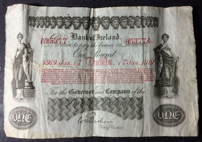 Bank of Ireland 1 Pound 17th Jan. 1919 W.H. Baskin.jpg