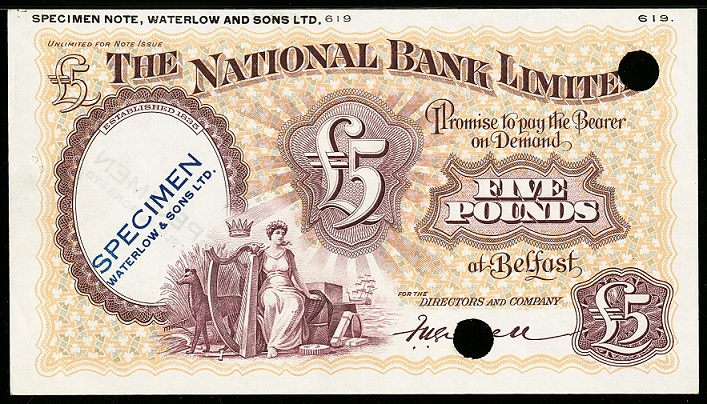 National Bank 5 Pounds Colour Trial ca. 1937.jpg