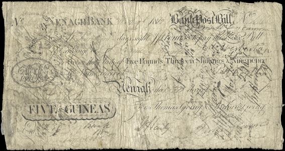 Nenagh Bank Post Bill Thomas Going & Co. 5 Guineas 20th Aug 1812.jpg