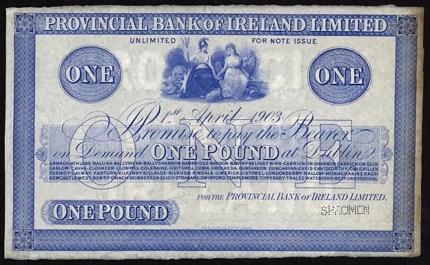 Provincial Bank of Ireland 1 Pound Specimen 1st April 1903.jpg
