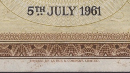 Provincial Bank 5 Pounds 5th July 1961 Thomas De La Rue Imprint.jpg
