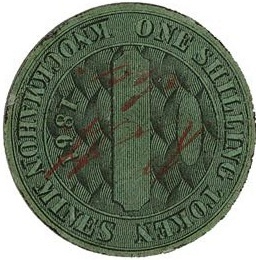 Knockmahon Mines Waterford Cardboard Token   1 Shilling 1861 Reverse.jpg