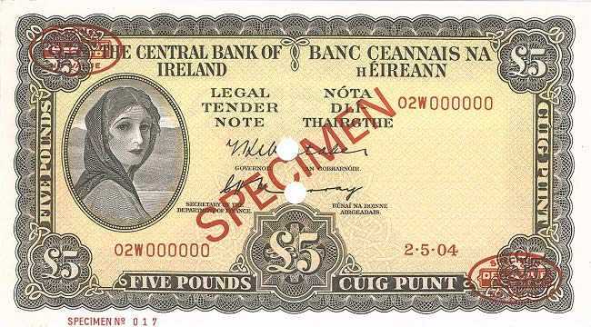 Lavery 5 Pounds Specimen De La Rue ca. 1973 Whitaker Murray.jpg