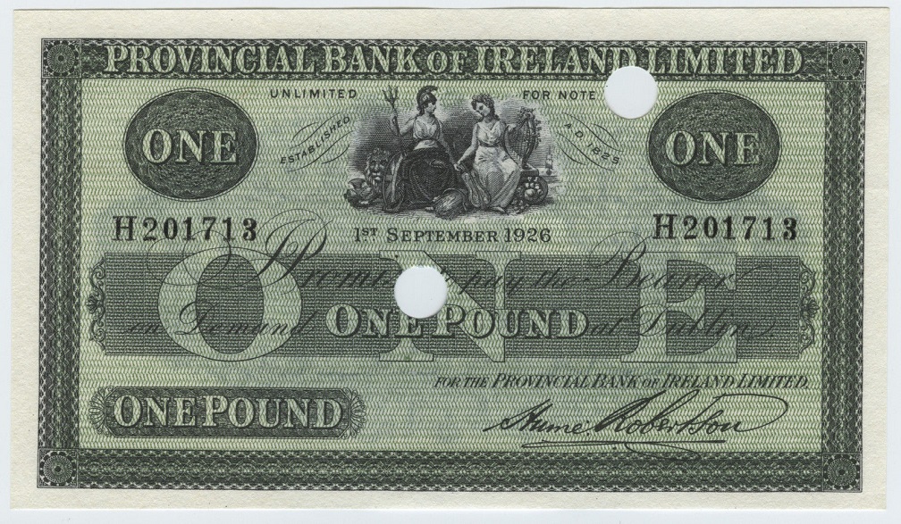 Provincial Bank 1 Pound Cancelled 1st Sept.1926 Robertson.jpg