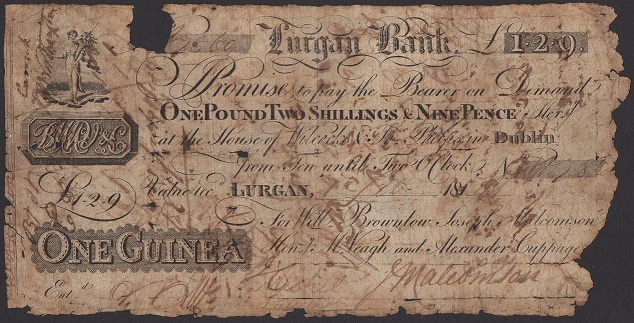 Lurgan Bank William Brownlow & Co. 1 Guinea 1st Feb. 1814.jpg