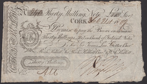 Cotter & Kellets Cork 30 Shillings 21st Feb. 1809.jpg
