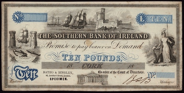 Southern Bank of Ireland 10 Pounds Specimen ca. 1837.jpg