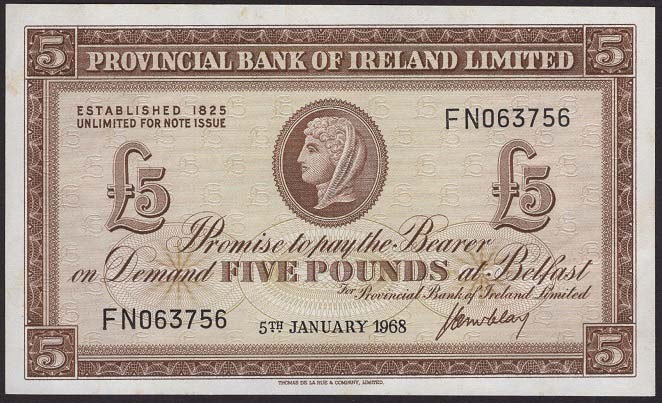 Provincial Bank 5 Pounds Replacement 5th Jan 1972 McClay.jpg