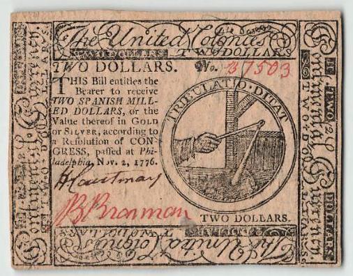 Continental Currency Bill 2 Dollars 2nd November 1776 H. Courtenay.jpg