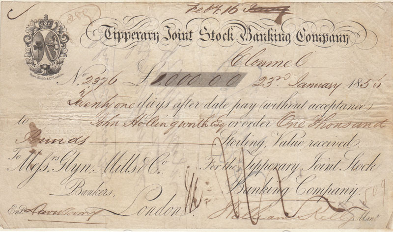 Tipperary JSB Clonmel bill 1856.jpg
