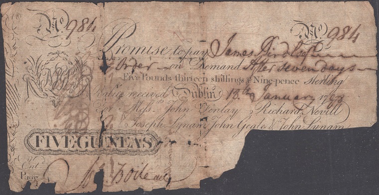 John Finlay & Co. 5 Guineas 18th January 1798.jpg