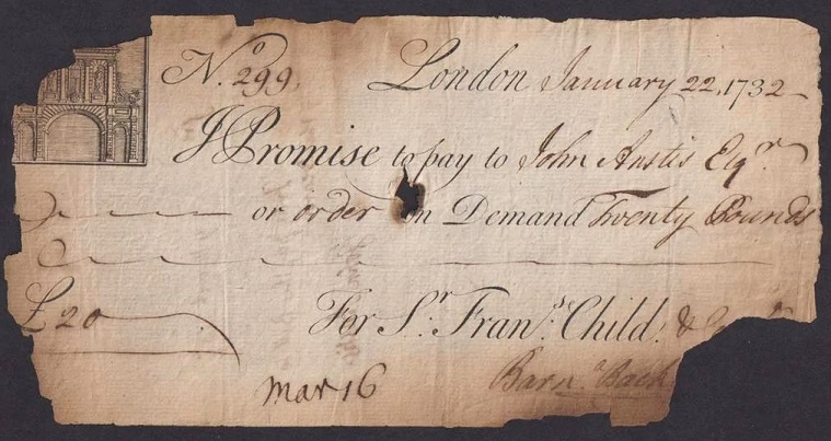 Frances Child & Co. 20 Pounds 22nd Jan. 1732 to order.JPG