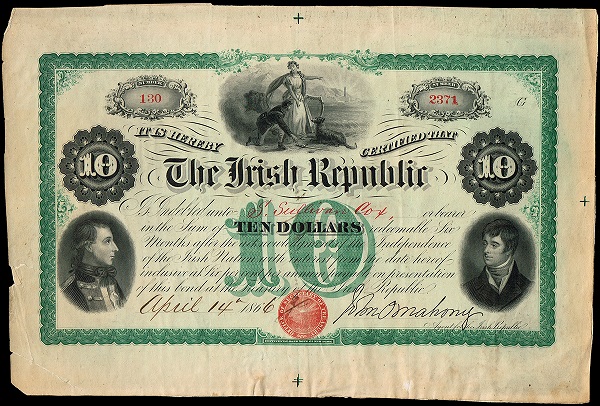 Fenian Bond 10 Dollars 14th April 1866 O'Mahony.jpg
