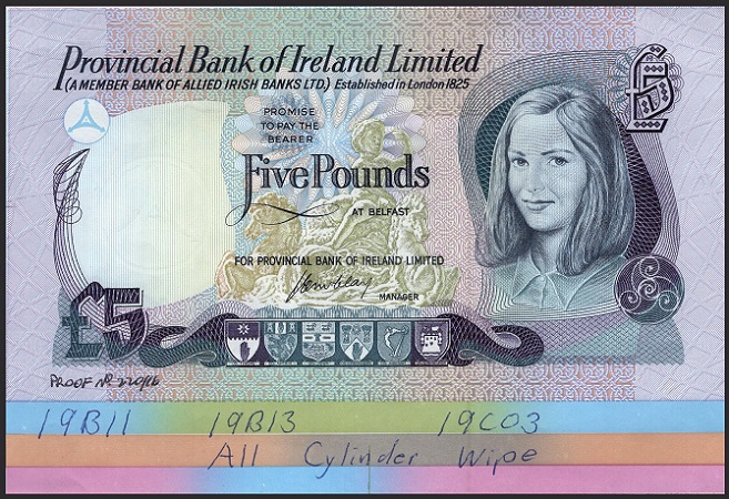 Provincial Bank of Ireland 5 Pounds Printers Proof ca.1977 McClay No Serials.jpg