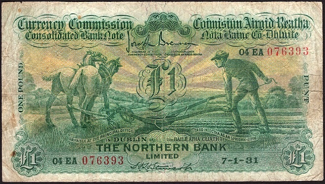 Northern Bank Ploughman 1 Pound 7th Jan. 1931 Stewart.jpg