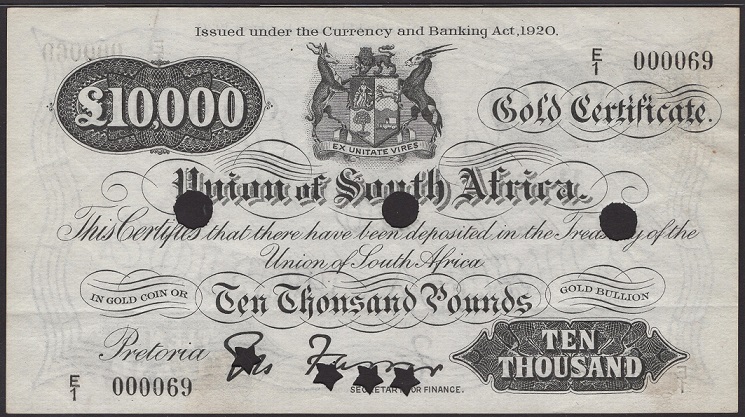 Union of South Africa 10,000 Pounds ca. 1920.jpg