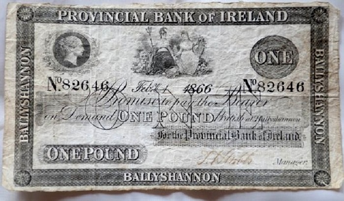 Provincial Bank 1 Pound Uncut 1st Feb. 1866 Ballyshannon Thomas T. Stubbs.jpg