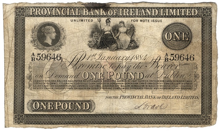 Provincial Bank of Ireland Limited  1 Pound 1st Jan 1884  A.Graves Uncancelled.jpg