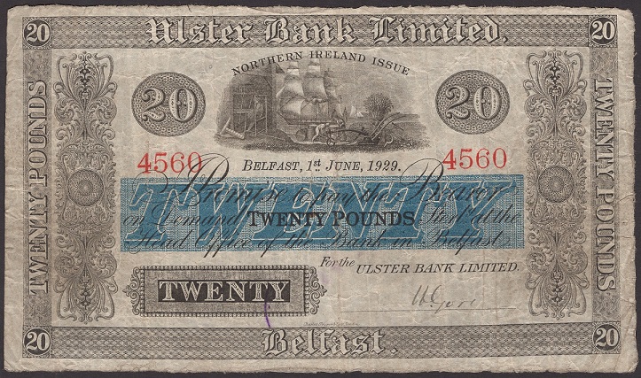 Ulster Bank 20 Pounds 1st June 1929 H.Gore.jpg