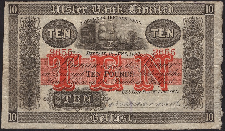 Ulster Bank 10 Pounds 1st June 1929 Robert M.B. Harrison.jpg