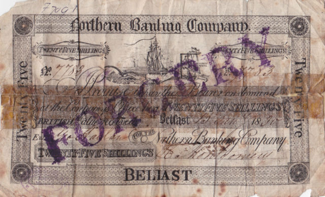 Northern Banking Company 25 Shillings Forgery 15th Jan.1830 Belfast.jpg