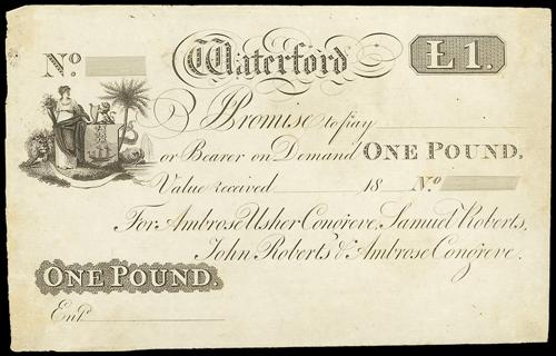 Waterford Bank Congrieve & Co. 1 Pound Unissued ca. 1806-1807.jpg