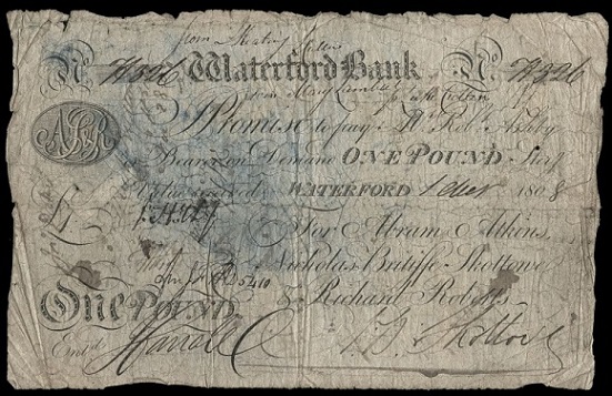 Waterford Bank Atkins & Co. 1 Pound 1st Dec.1808.jpg