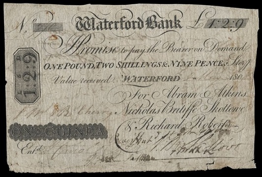 Waterford Bank Atkins 1 Guinea 2nd May 1808.jpg