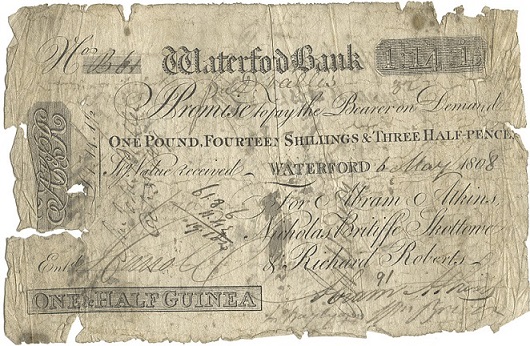 Waterford Bank Atkins & Co. 1.5 Guinea 6th May 1808.jpg