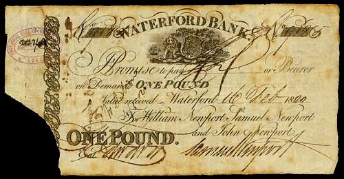 Waterford Bank William Newport & Co. 1 Pound 16th Feb 1820.jpg