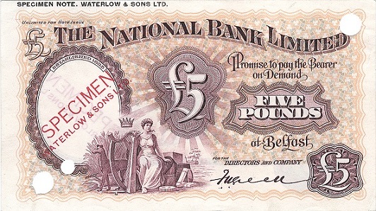 National Bank 5 Pounds Colour Trial ca.1937.jpg