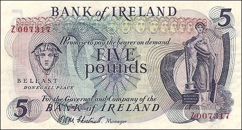 Bank of Ireland 5 Pounds Replacement ca.1972 Chestnutt.jpg