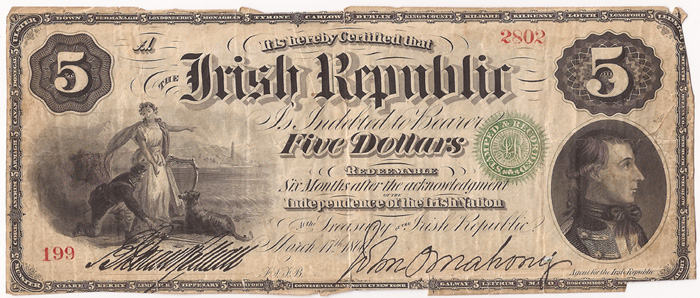 Fenian Bond 5 Dollars 17th March 1866 O'Mahony.jpg