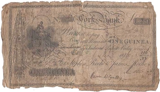 Cork Bank Stephen Roche & Co. 1 Guinea 1st Nov. 1816.jpg