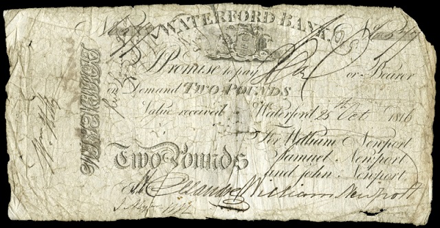 Waterford Bank William Newport & Co. 2 Pounds 25th Oct. 1816.jpg