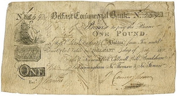 Belfast Commercial Bank William Tennant & Co. 1 Pound 13th July 1811.jpg