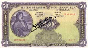 Central Bank of Ireland 50 Pounds 1977