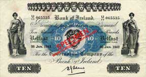 Bank of Ireland 10 Pounds 1943
