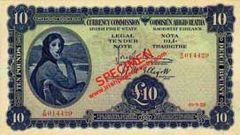 Currency Commission Irish Free State 10 Pounds 1928