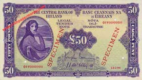 Central Bank of Ireland 50 Pounds 1943