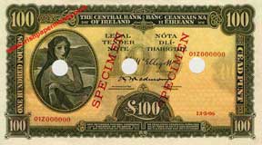 Central Bank of Ireland 100 Pounds 1954