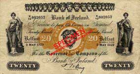 Bank of Ireland 20 Pounds 1929