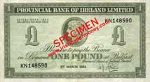 Provincial Bank of Ireland One Pound 1954